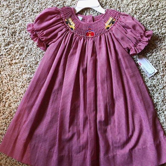 red and white check school dress